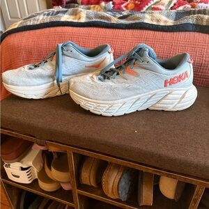 Hoka Blue and Orange Athletic Shoes